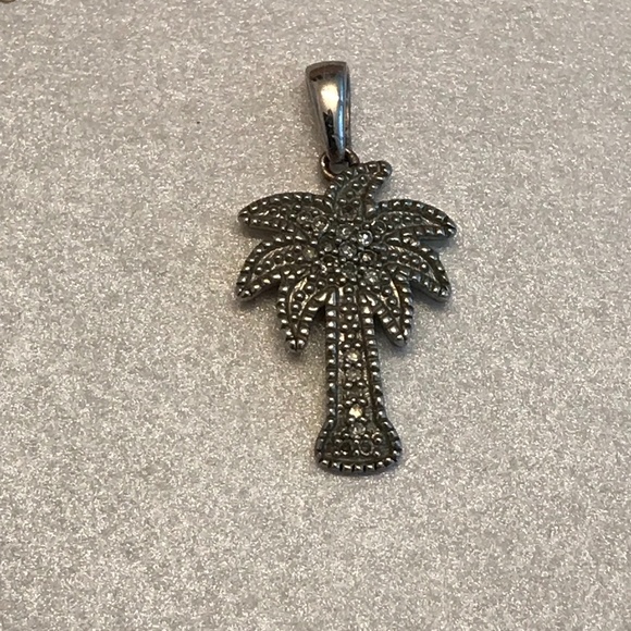 Sterling Silver and Diamond Palm Tree Pendant - Picture 1 of 6